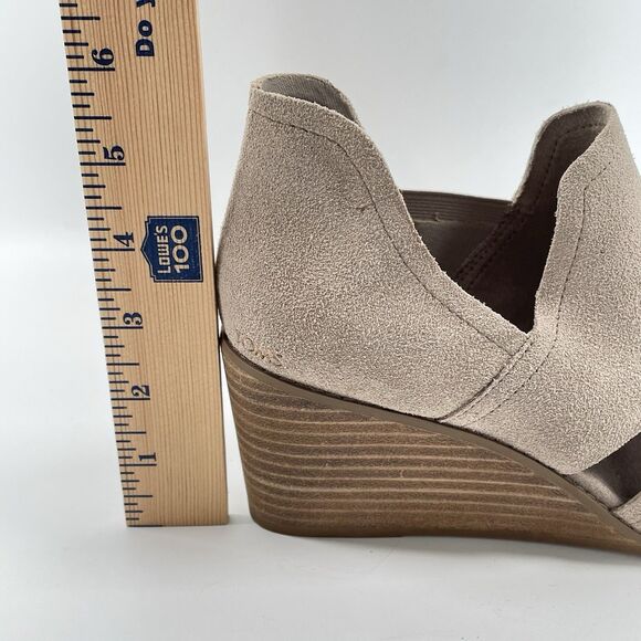 TOMS Kallie Cutout Wedge Ankle Boots Booties Womens Tan Suede Slip On Size 8.5 - Picture 10 of 11